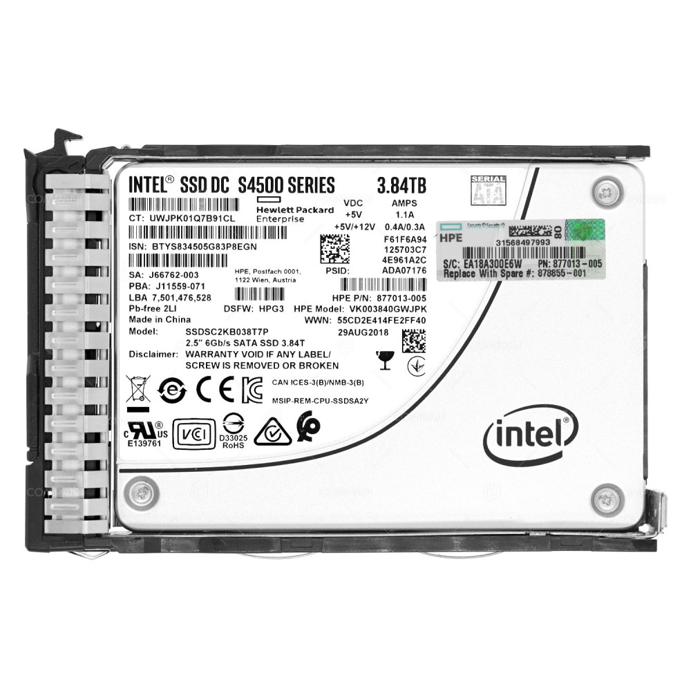 878855-001  HP SSD 3.84TB SATA 6G 2.5" SFF FOR HPE PROLIANT G8 G9 G10